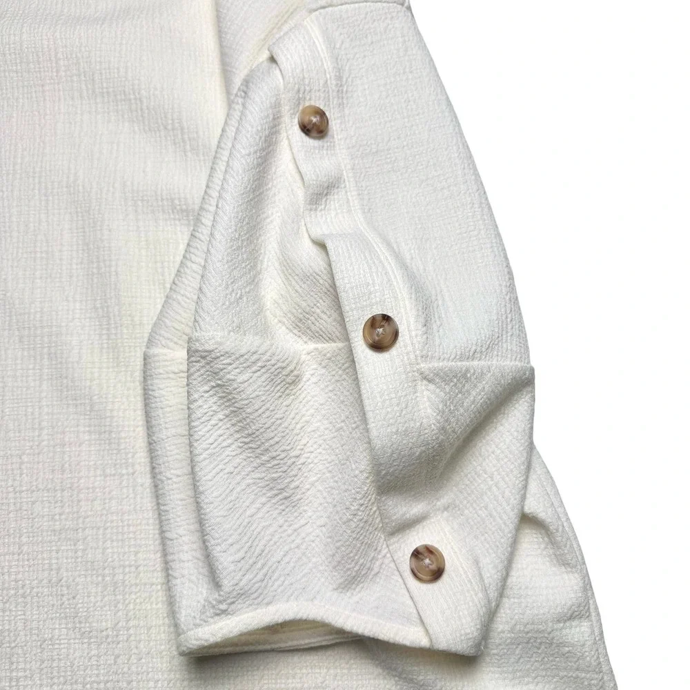 Current Air Anthropologie | Women | Cream Textured Puff Sleeve Top | Size Large